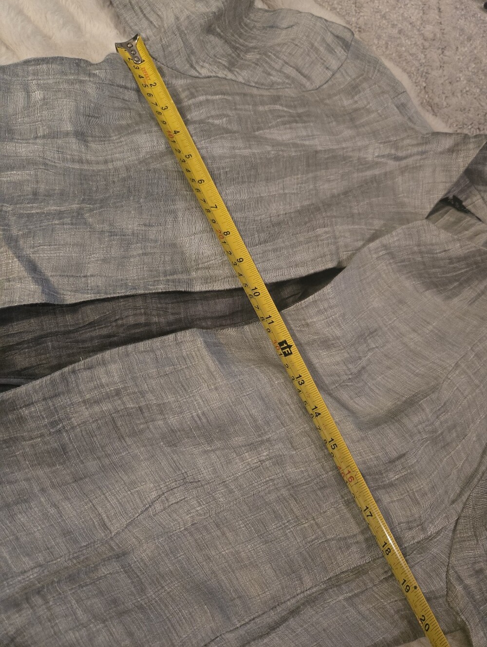 Eileen Fisher Italian Linen Silk [Small].Duster Jacket Silver Gray Crinkle - Picture 10 of 11